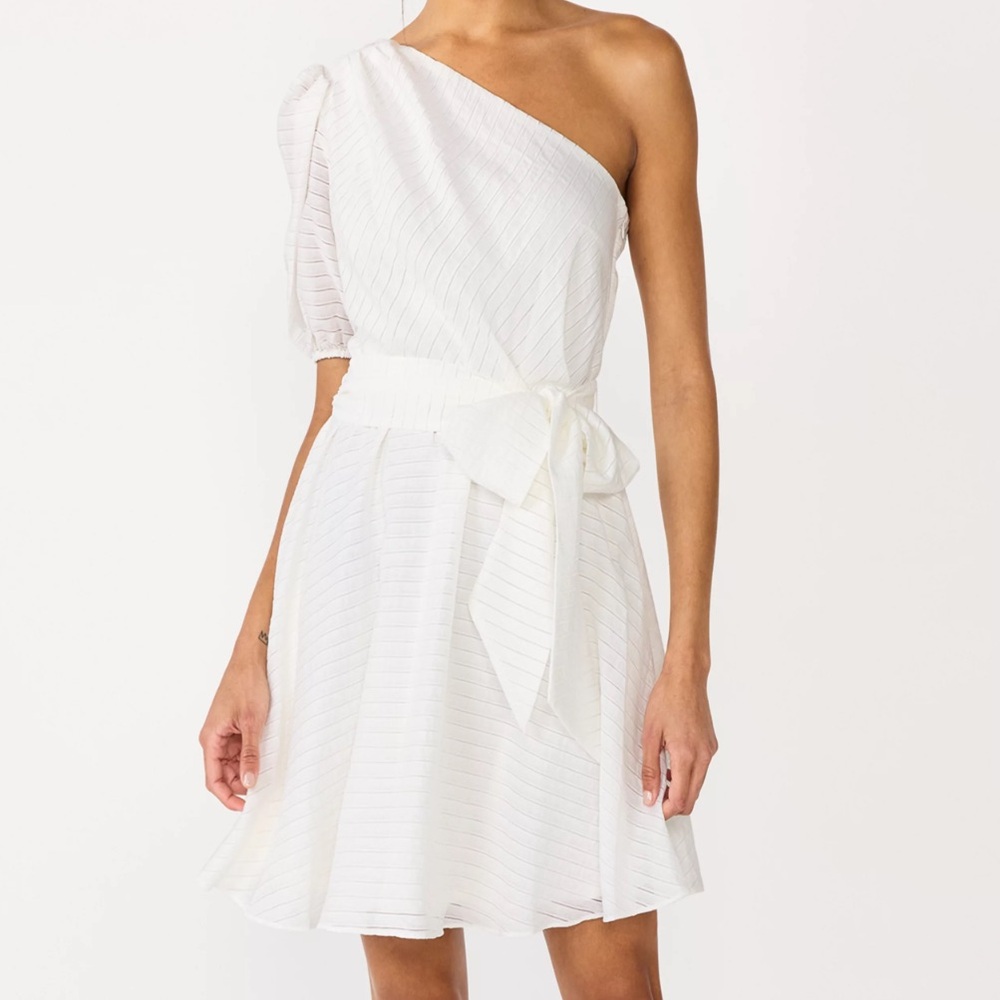 Nine West XXL One-Shoulder White A-Line Dress